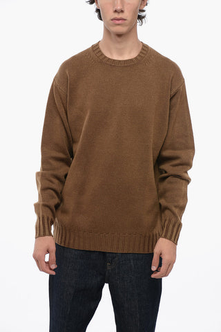 Solid Color Wool Crew-neck Sweater