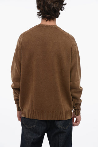 Solid Color Wool Crew-neck Sweater