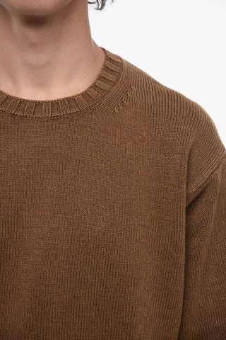 Solid Color Wool Crew-neck Sweater