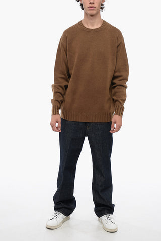 Solid Color Wool Crew-neck Sweater