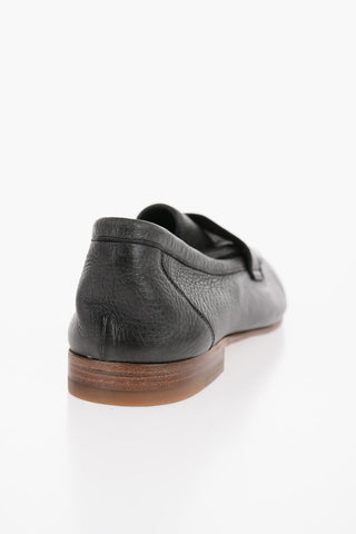 Textured Deer Leather Penny Loafers
