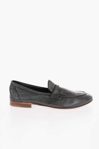 Textured Deer Leather Penny Loafers
