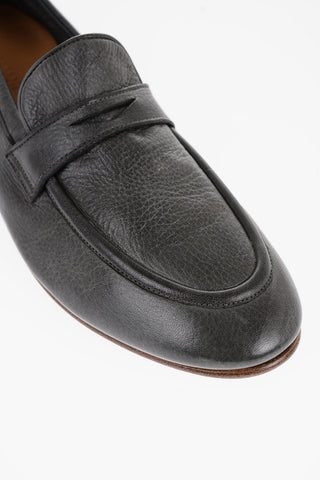 Textured Deer Leather Penny Loafers