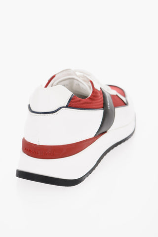Rubber Sole Leather and Fabric Lace-up Sneakers