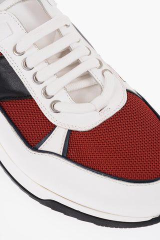 Rubber Sole Leather and Fabric Lace-up Sneakers