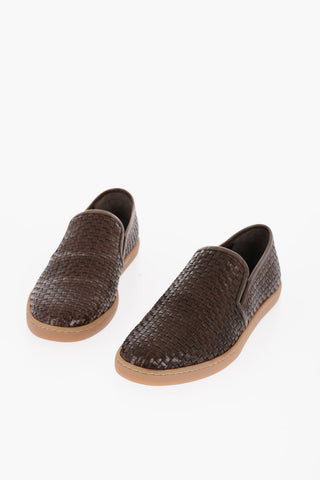 ID Braided Leather Slip On Sneakers