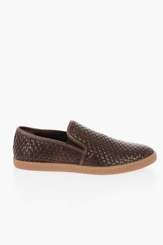 ID Braided Leather Slip On Sneakers