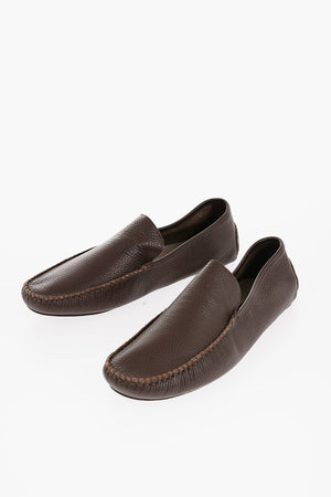 Textured Leather Slipper Loafers