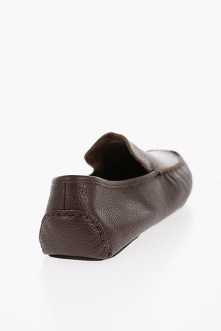Textured Leather Slipper Loafers