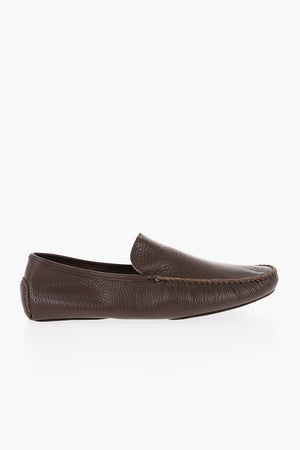 Textured Leather Slipper Loafers