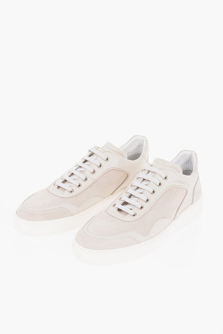 Two-Tone Suede and Leather Low-Top Sneakers