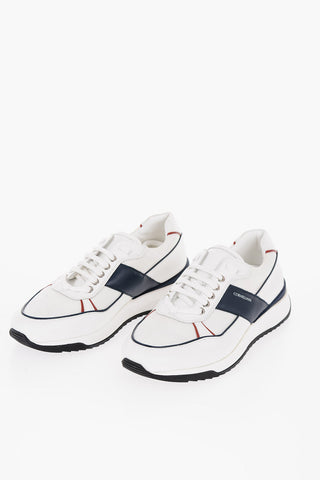 ID Leather and Fabric Low-Top Sneakers with Contrasting Details