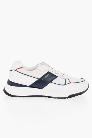 ID Leather and Fabric Low-Top Sneakers with Contrasting Details