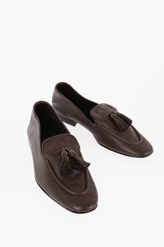 Solid Color Leather Kiltie Loafers
