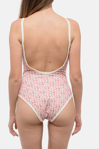 Stretch Nylon One-Piece Swimsuit with All-Over Logo