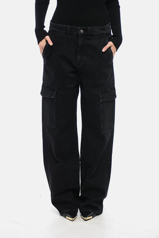 Dark Wash TESS Cargo Jeans with Logoed Button