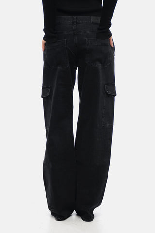 Dark Wash TESS Cargo Jeans with Logoed Button