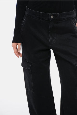 Dark Wash TESS Cargo Jeans with Logoed Button