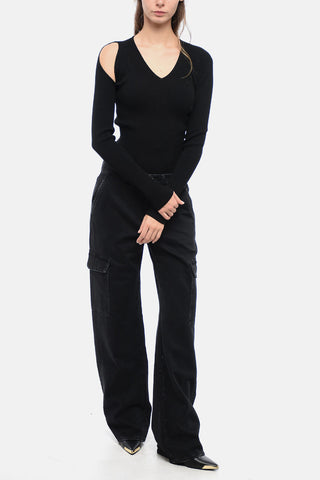 Dark Wash TESS Cargo Jeans with Logoed Button