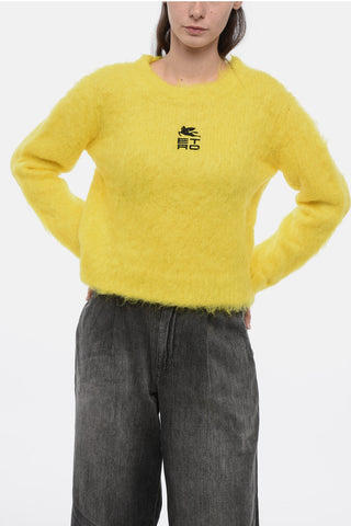 Pullover in Misto Mohair con Logo Ricamato