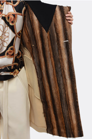 Wool Double-Brested Coat with V Neckline
