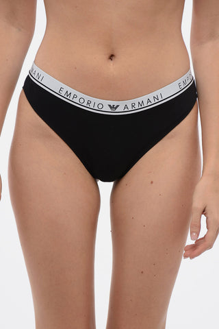 EMPORIO Set 2 Slip Brasiliana in Cotone Stretch con Banda Elastica Logata