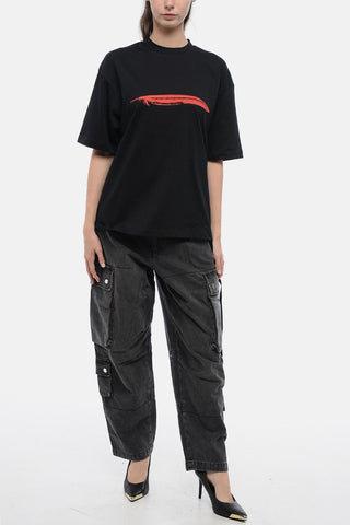 Crew Neck FEATHER Cotton T-Shirt