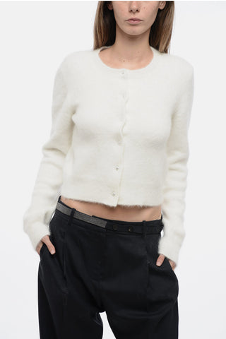MM0 Cropped Fit Angora Blend Cardigan