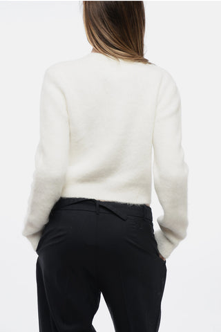 MM0 Cropped Fit Angora Blend Cardigan