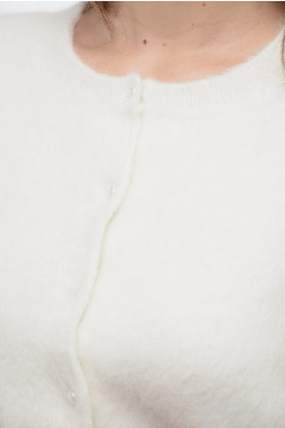 MM0 Cropped Fit Angora Blend Cardigan