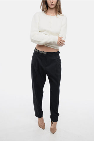 MM0 Cropped Fit Angora Blend Cardigan