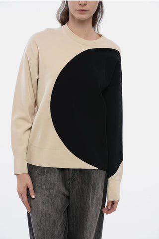 Crewneck Sweater with Color-Block Desing