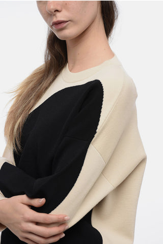 Crewneck Sweater with Color-Block Desing