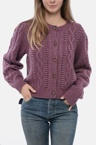 Cardigan Girocollo in Misto Lana Aran