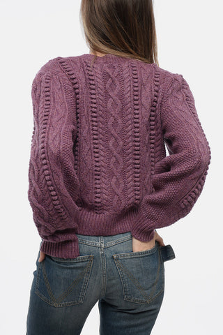 Cardigan Girocollo in Misto Lana Aran