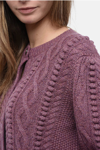Cardigan Girocollo in Misto Lana Aran