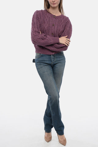 Cardigan Girocollo in Misto Lana Aran