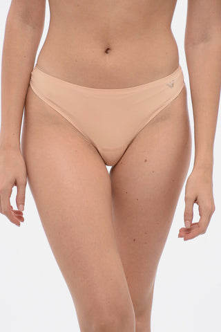 EMPORIO Solid Color Thong with Lace Back