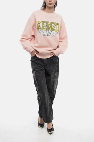 Crew Neck 3D Oversized Sweatshirt with Printed Logo