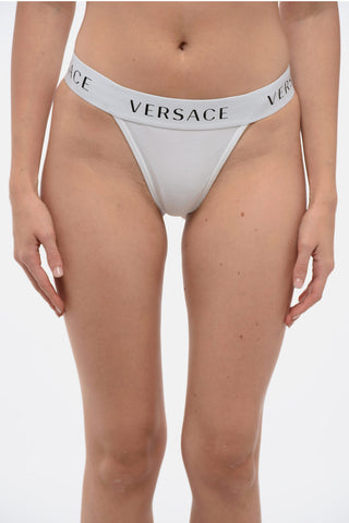 Stretch Cotton Thong with Logoed Elastic Band