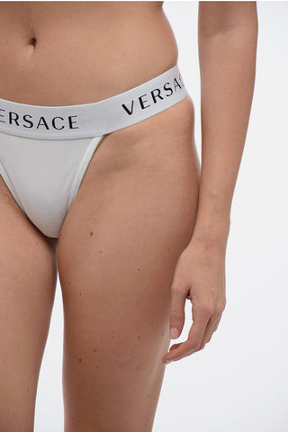 Stretch Cotton Thong with Logoed Elastic Band