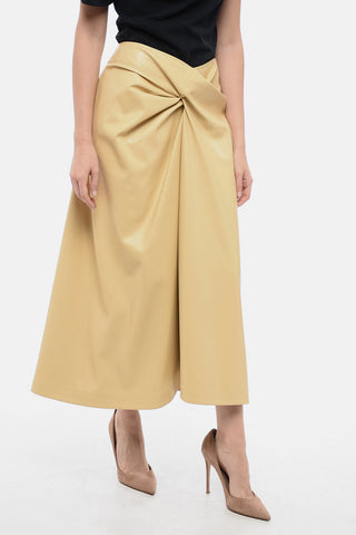 Eco-Leather Skirt with Gathered Detail