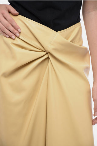 Eco-Leather Skirt with Gathered Detail
