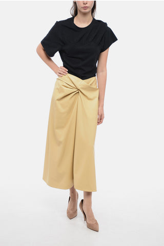 Eco-Leather Skirt with Gathered Detail