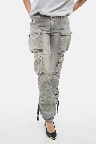 Low-Rise Denim Cargo Pants