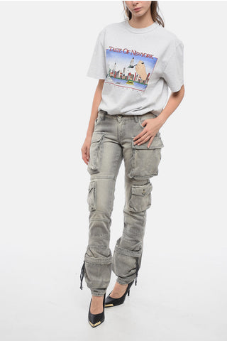 Low-Rise Denim Cargo Pants