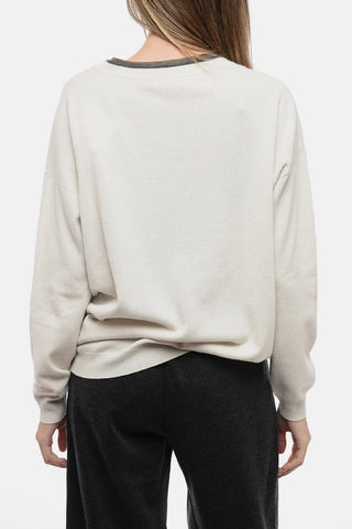 Jeweled V-Neck Cashmere Blend Sweater