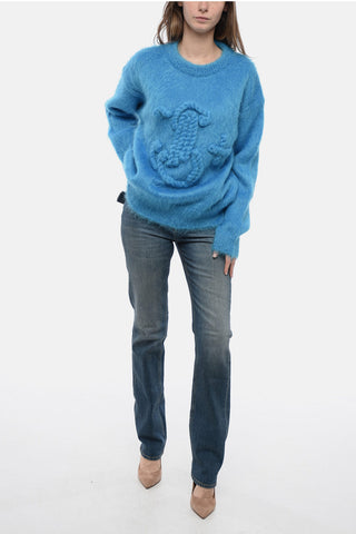 Crew Neck Mohair Blend Pullover