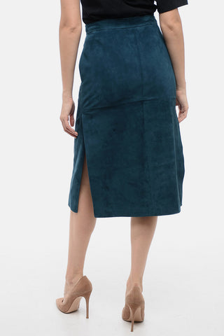 Longuette in Suede con Spacchi Laterali