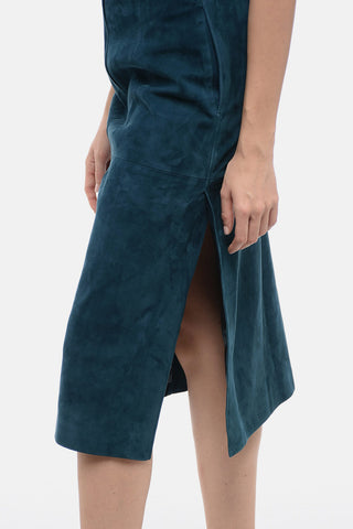 Longuette in Suede con Spacchi Laterali